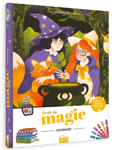 Coloriages Ecole de magie : pochette 6 feutres pailletés | Lili la Baleine (Illustrateur) | Alzieu, Alexandra (Illustrateur)