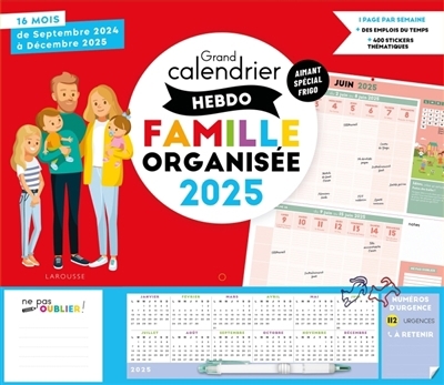 Grand calendrier hebdo Famille organisée 2025 | 