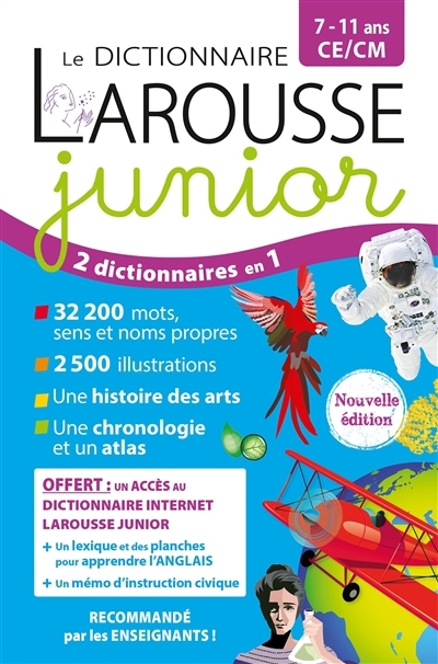 Dictionnaire Larousse junior, 7-11 ans, CE-CM : 2 dictionnaires en 1 (Le) | 