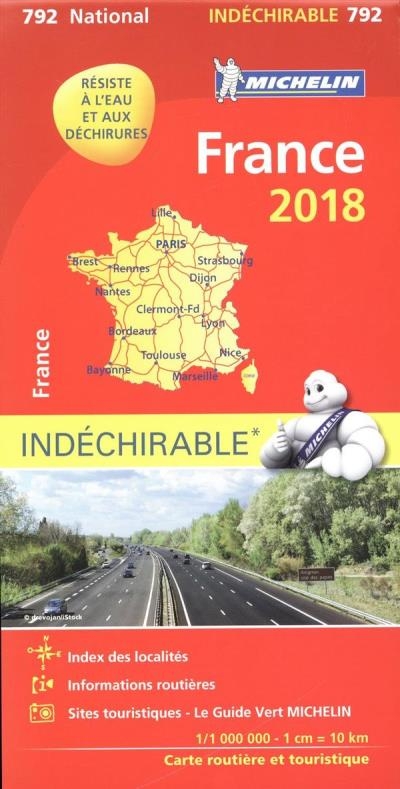 France 792 carte national 2018 indéchirable | collectif
