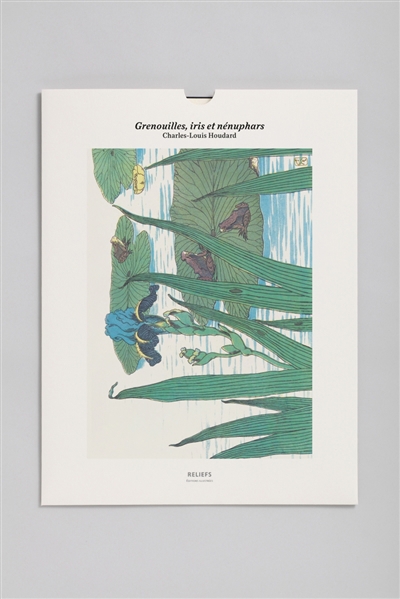 Grenouilles, iris et nénuphars | Houdard, Charles-Louis
