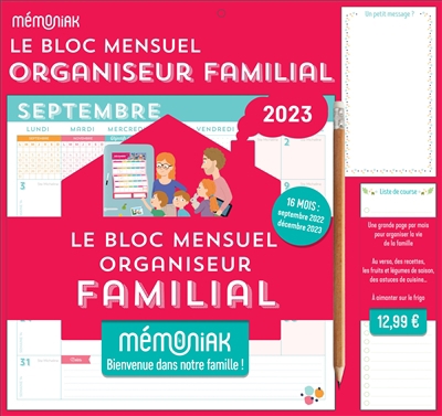 bloc mensuel organiseur familial 2023 : 16 mois, de septembre 2022 à décembre 2023 (Le) | 
