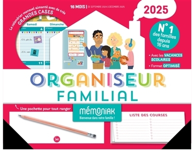 Organiseur familial Mémoniak 2025 : 16 mois, de septembre 2024 à décembre 2025 | Nesk (Illustrateur)