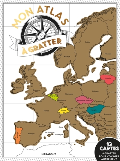 Mon Atlas à Gratter - 12 Cartes : Tour du monde à gratter | 