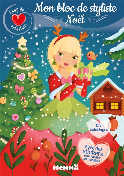 Coup de coeur créations : Mon bloc de styliste : Noël - Des coloriages - Avec des stickers pour habi | Lescoat, Elen (Illustrateur)