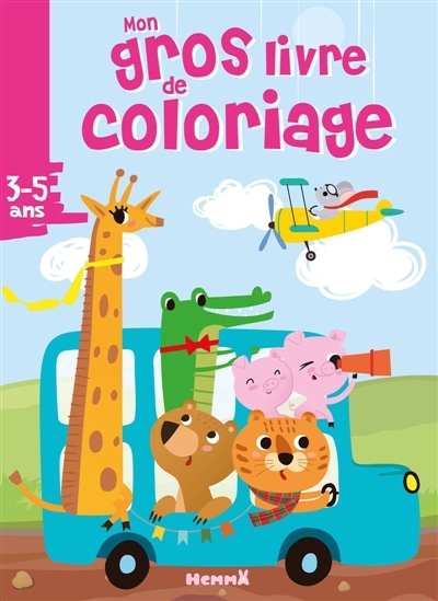 Mon gros livre de coloriage (Autobus bleu et animaux) | 