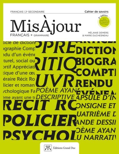 MisÀJour Français - Cahier de savoirs - Secondaire 2   2E ed | 